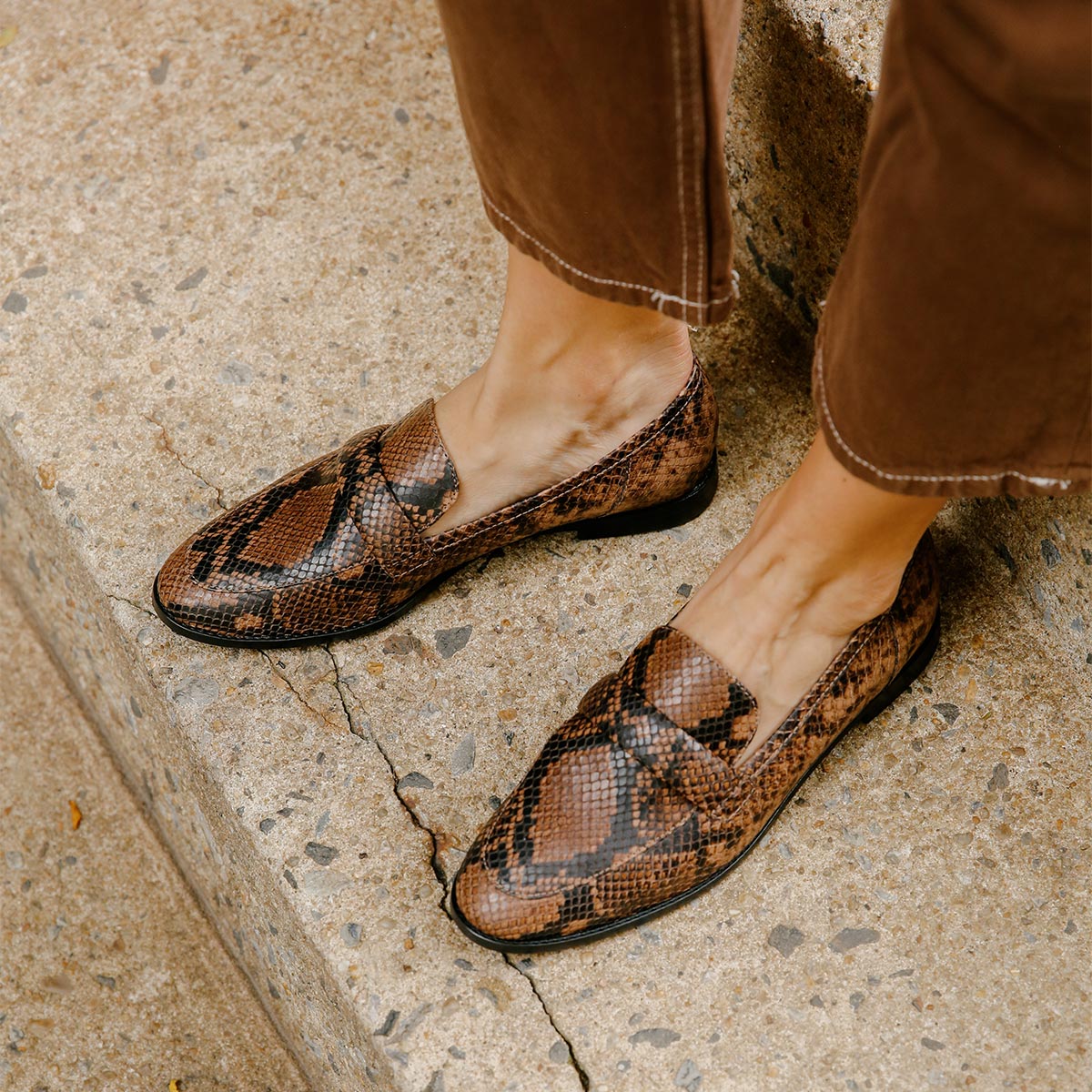 The Andie Loafer - Espresso Python Embossed