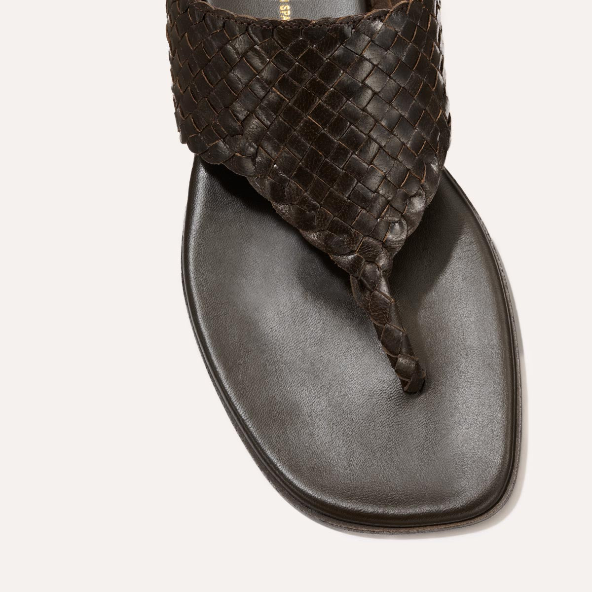 Brown woven leather thong sandals