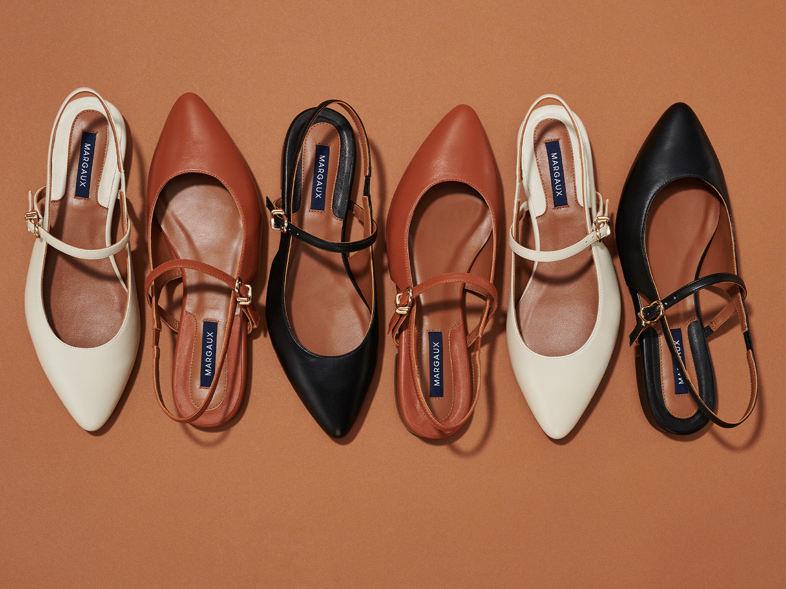 The Crosby Slingback in Ecru, Saddle and Black Nappa