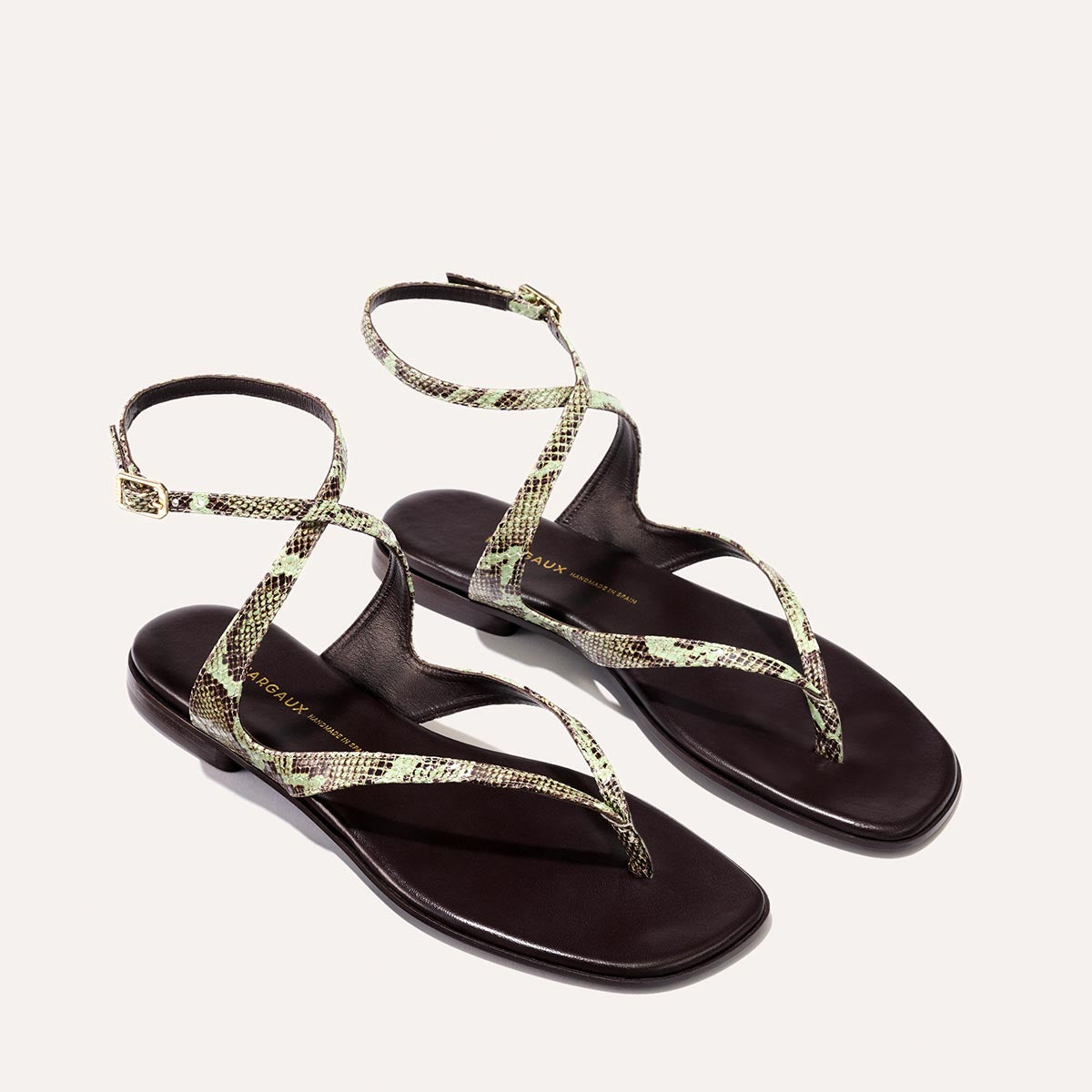 The Palermo Sandal - Mint Chocolate Python Embossed