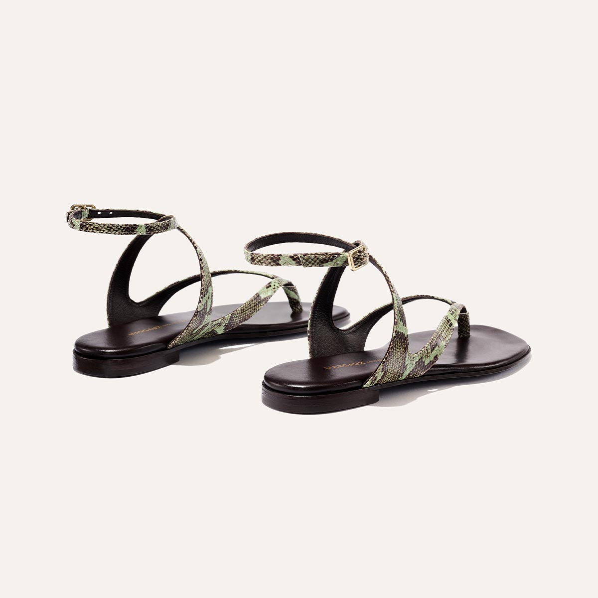 The Palermo Sandal - Mint Chocolate Python Embossed