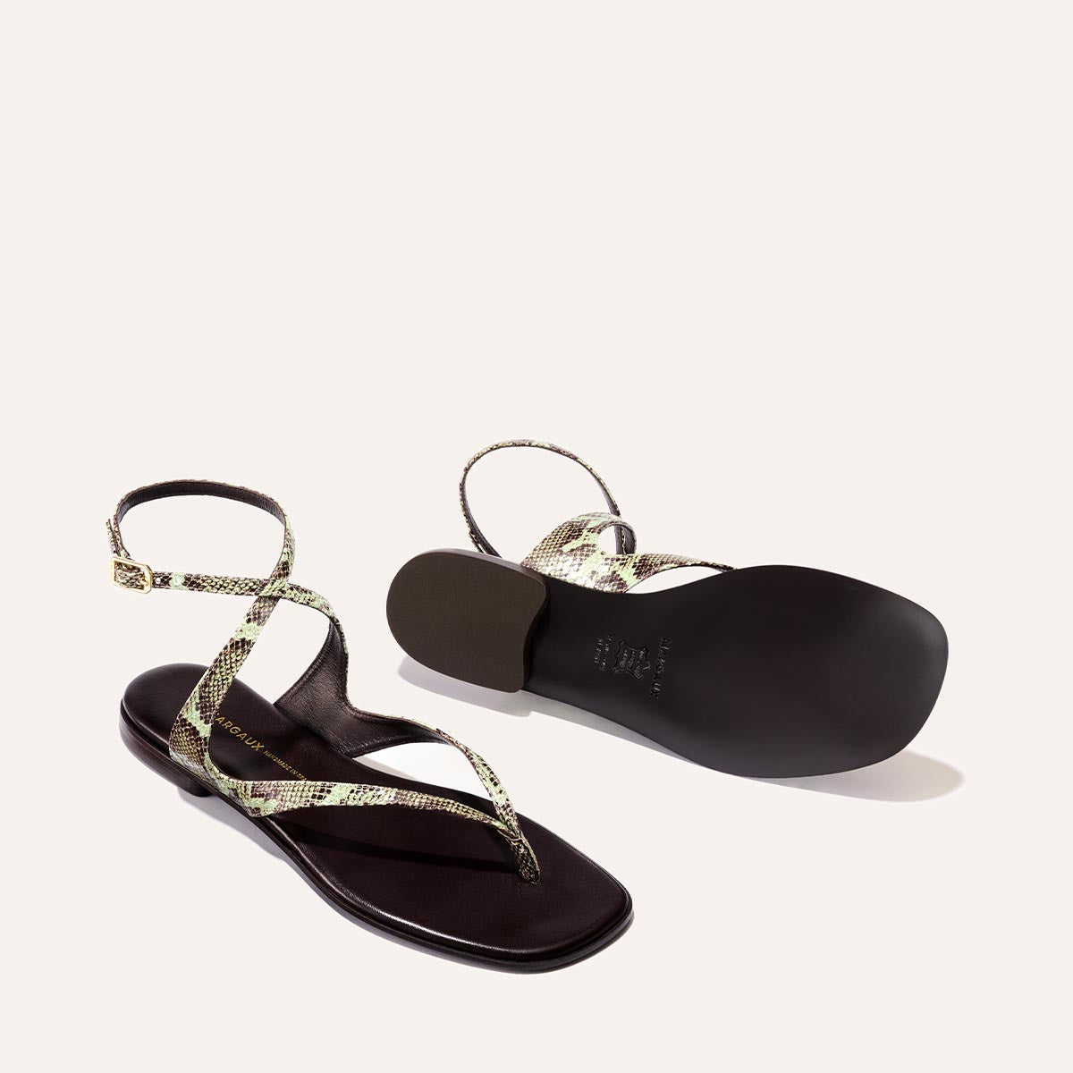 The Palermo Sandal - Mint Chocolate Python Embossed
