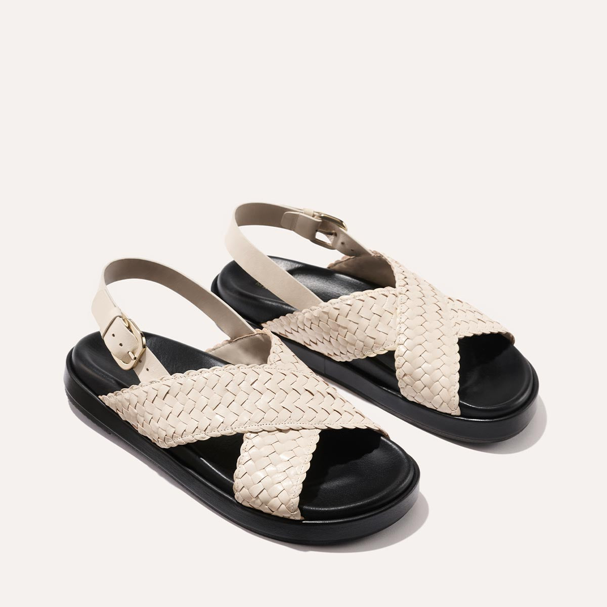 White woven leather summer sandal