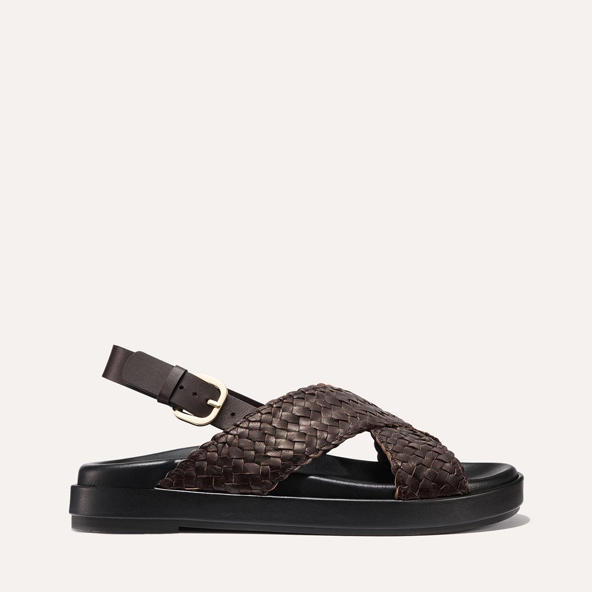Brown woven leather summer sandal