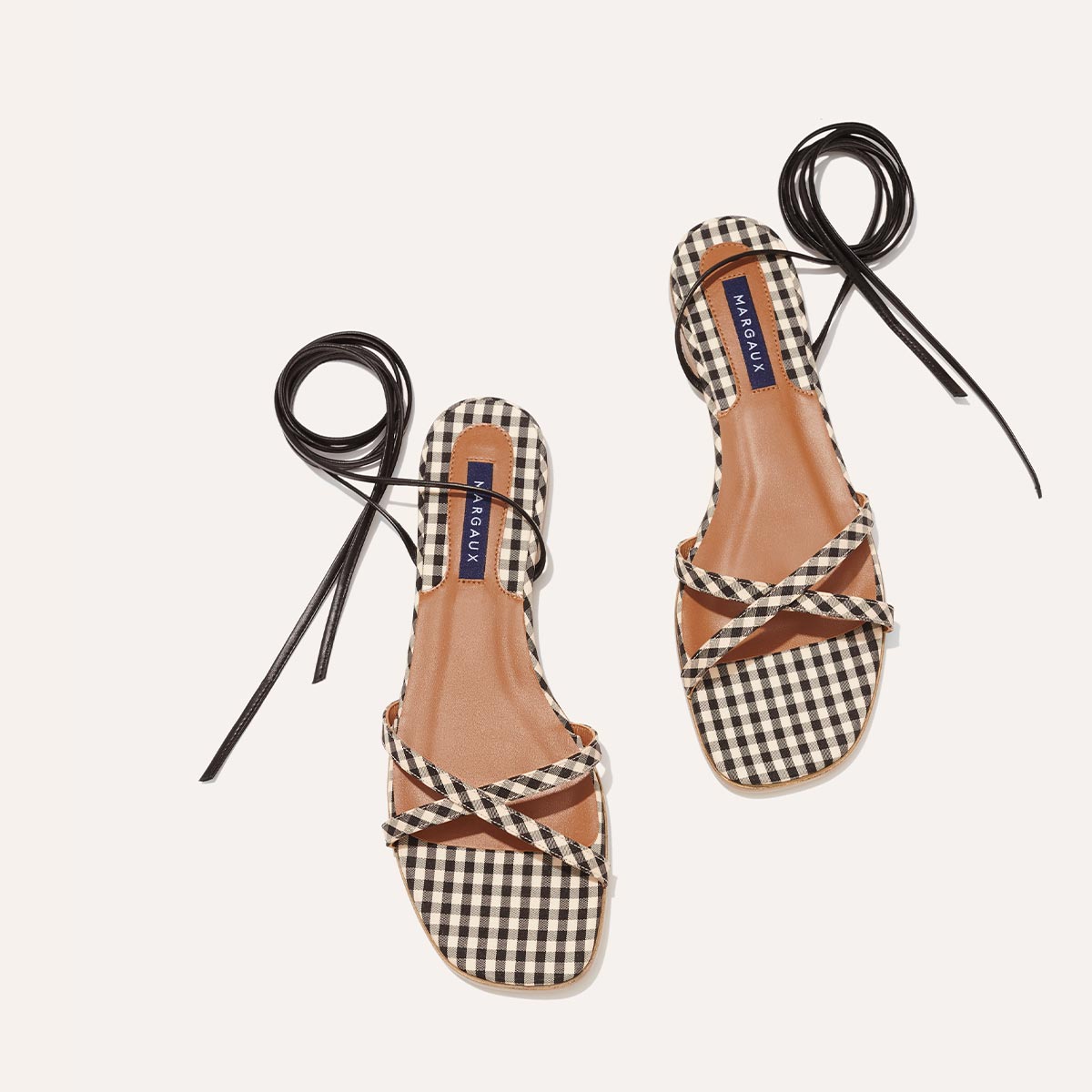 The Wrap Sandal - Tan and Black Gingham