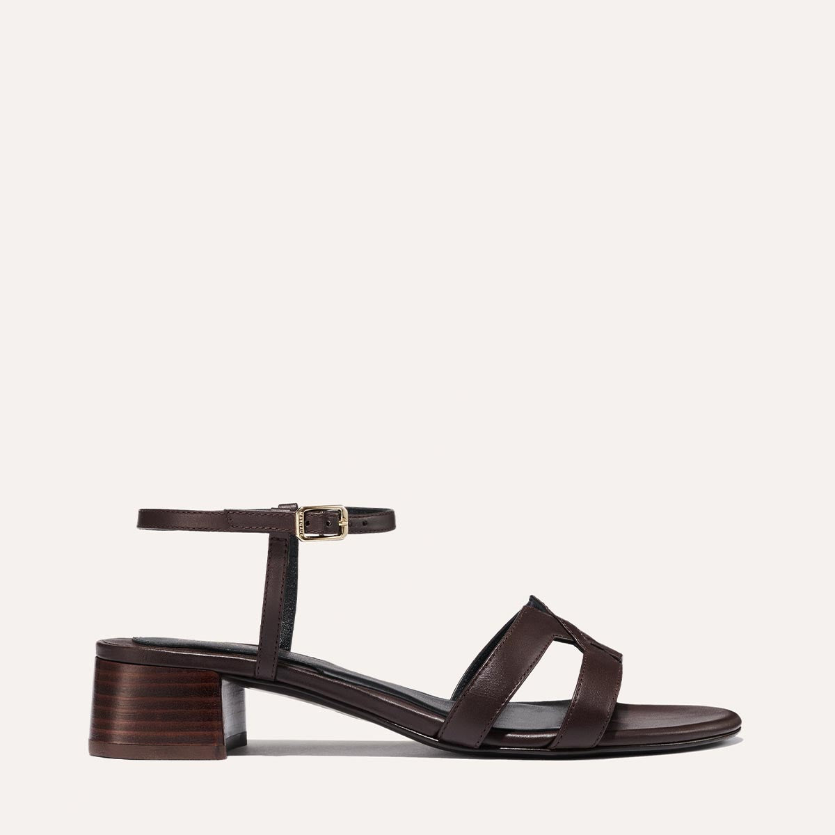 Low heeled sandals shown in espresso leather