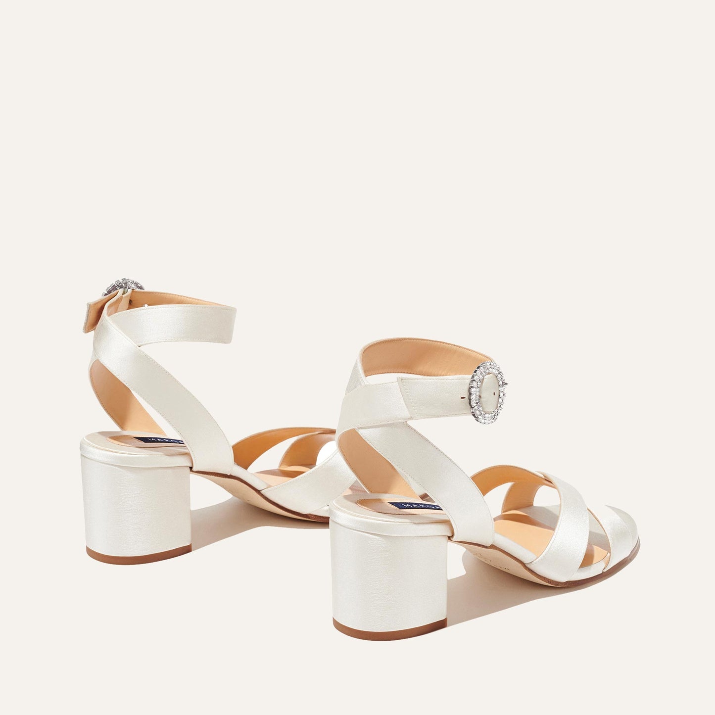 The City Sandal - Ivory Satin with Crystal Buckle