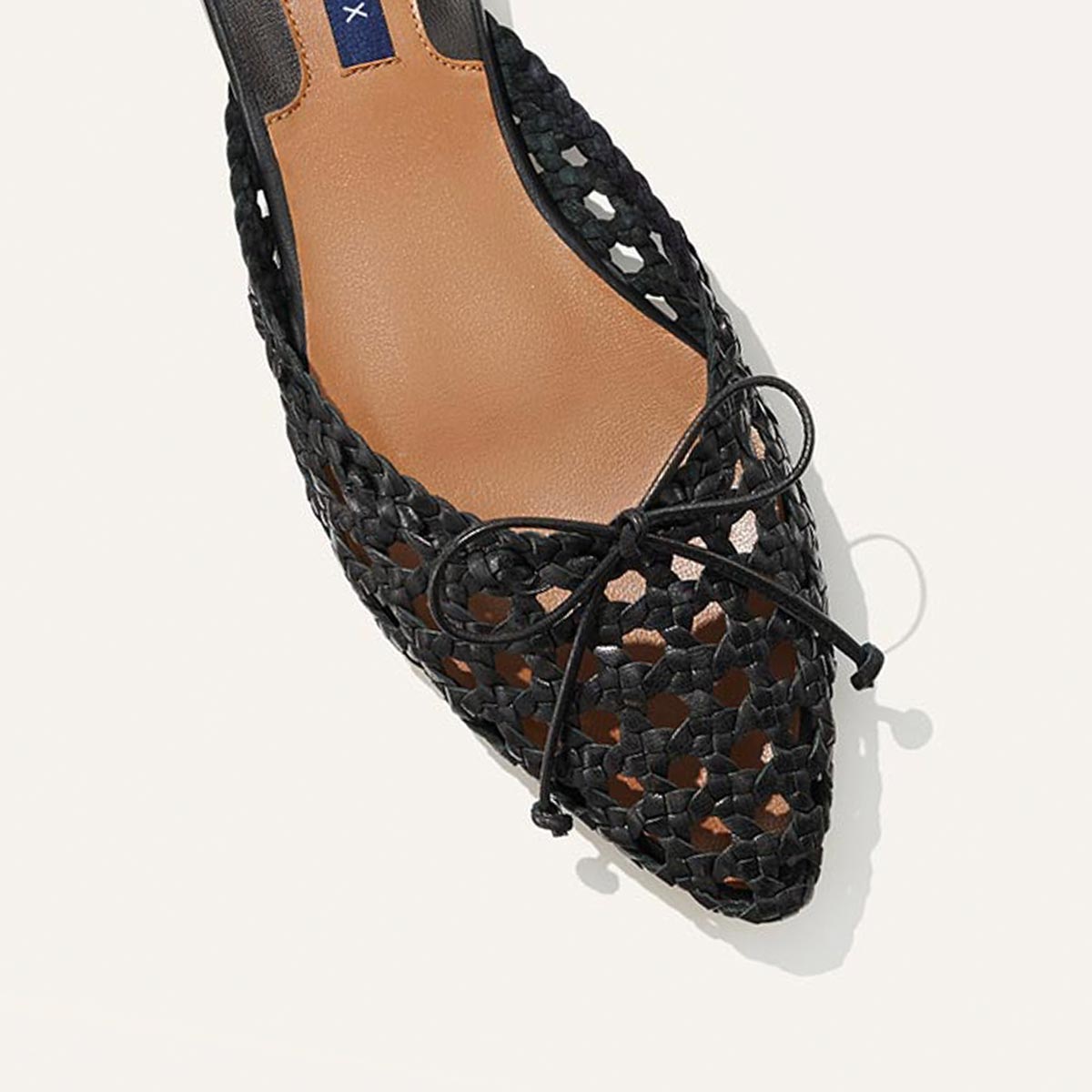The Woven Ballet Mule - Black Leather