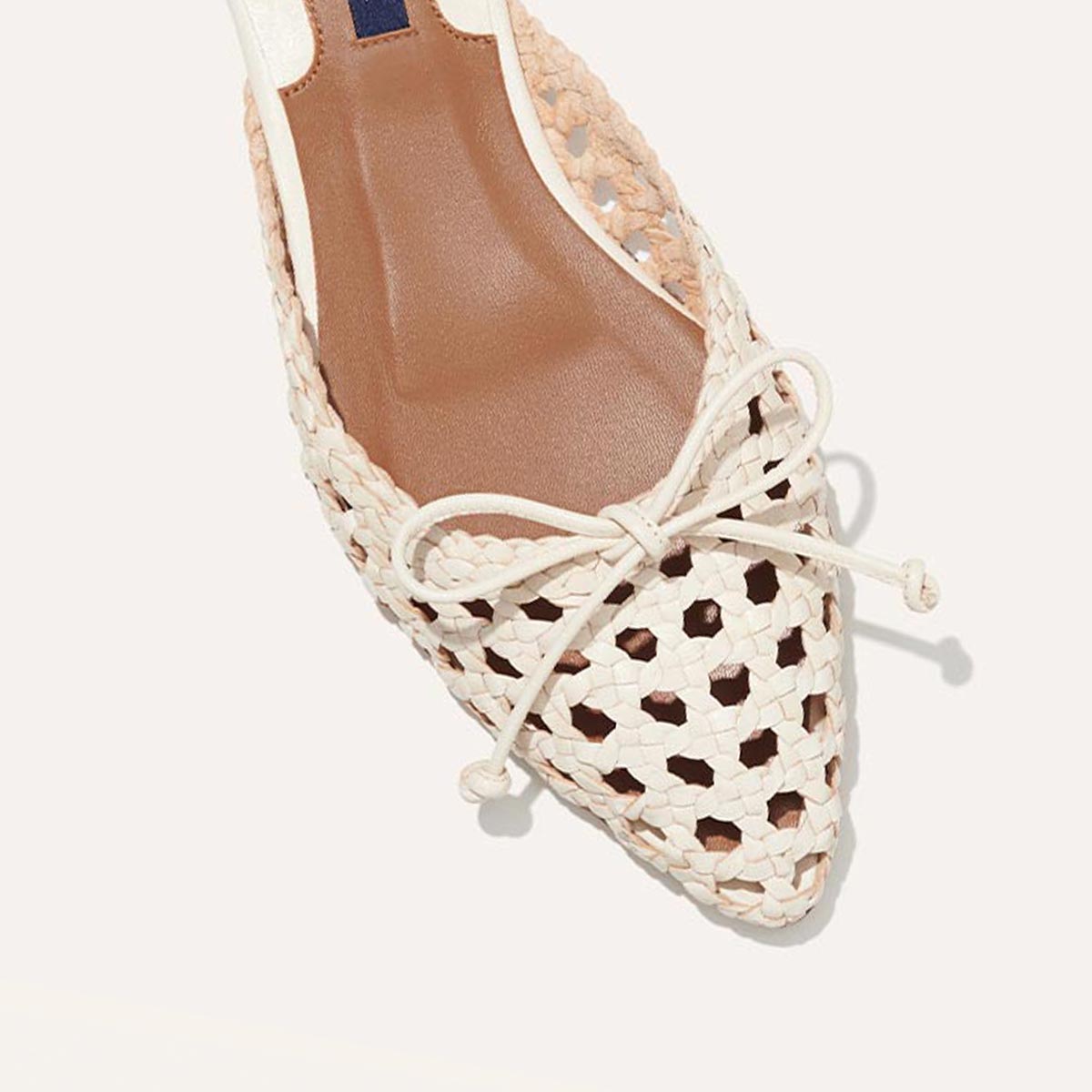 The Ballet Mule - White Woven Leather
