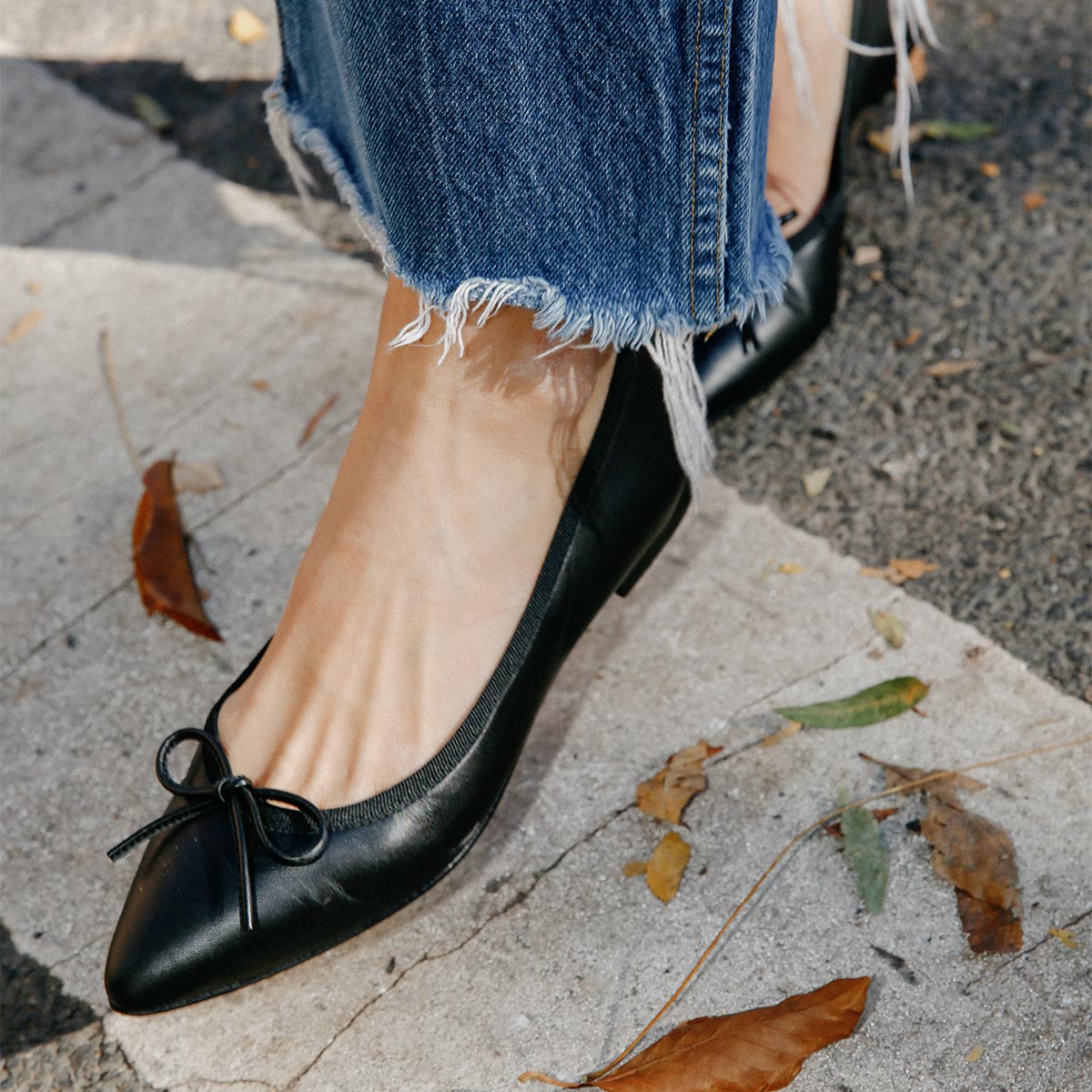 Black leather pointed toe flats new arrivals