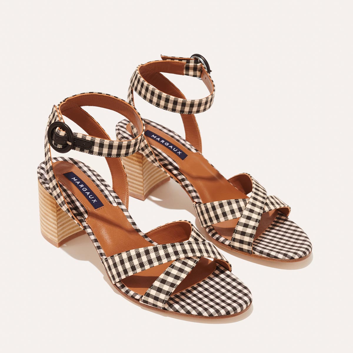 The City Sandal - Tan and Black Gingham