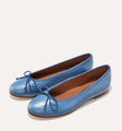 Margaux's classic and comfortable Demi ballet flat, made in a soft, blue Italian nappa leather 