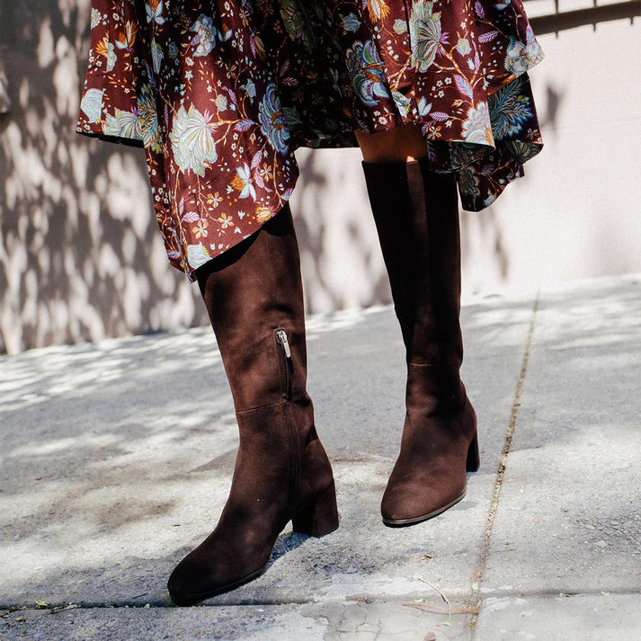 The Edie Boot - Chocolate Suede – Margaux