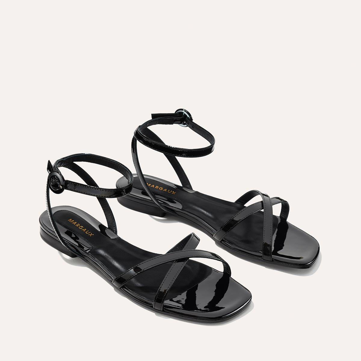 The Flat Sandal - Black Patent