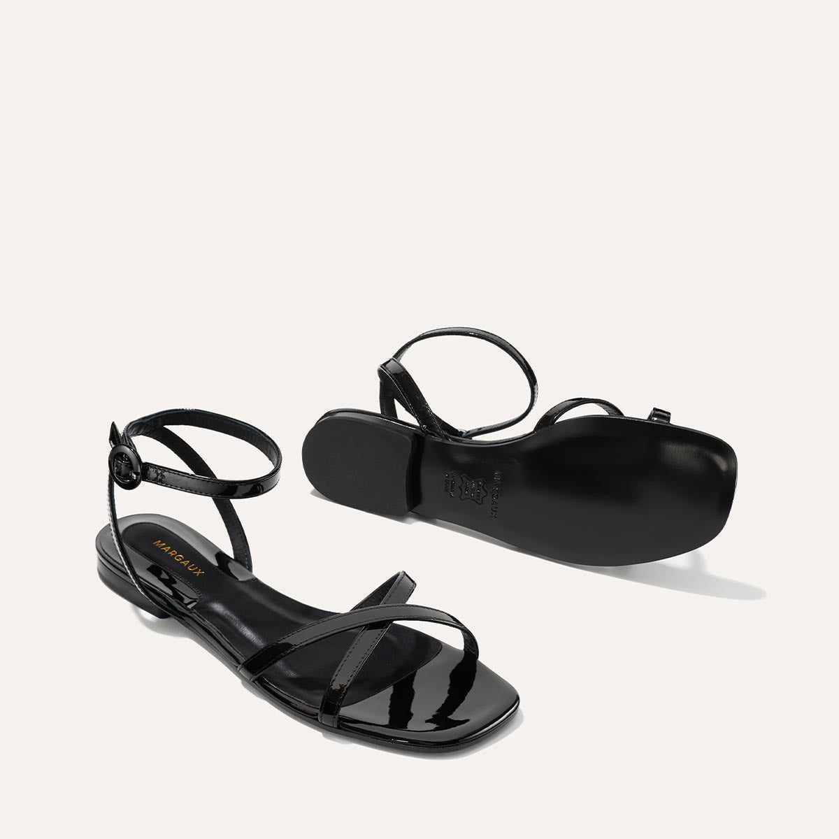 The Flat Sandal - Black Patent