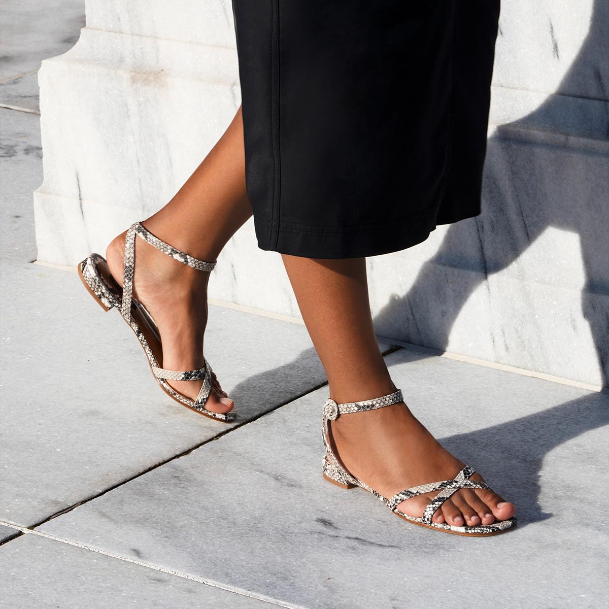 The Flat Sandal - Natural Python Embossed – Margaux