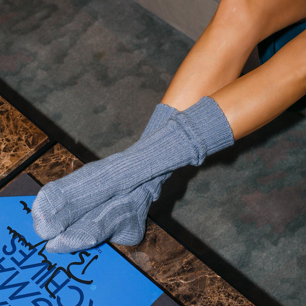 The Cozy Sock - Light Blue Wool / Cashmere Blend – Margaux