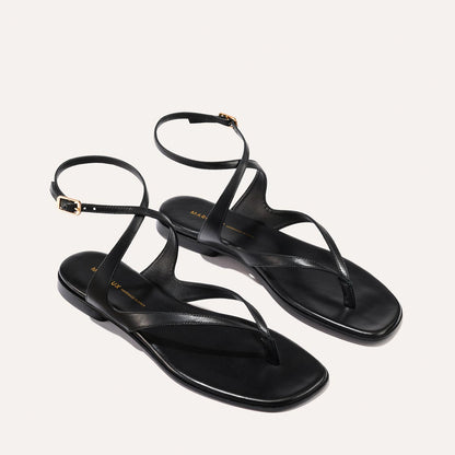 Black leather strappy sandals