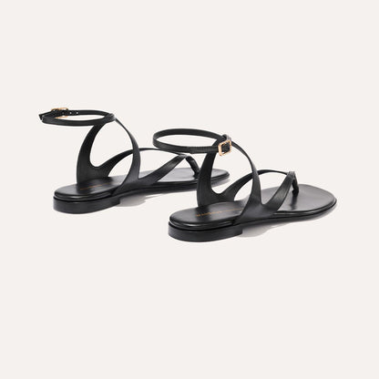 Black leather strappy sandals
