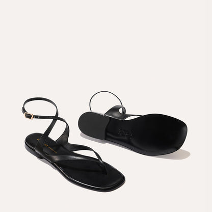 Black leather strappy sandals