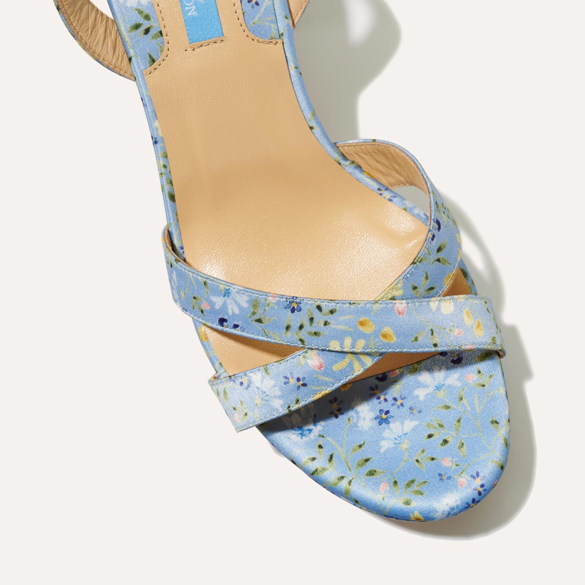 The Platform Sandal - Blue Floral Satin