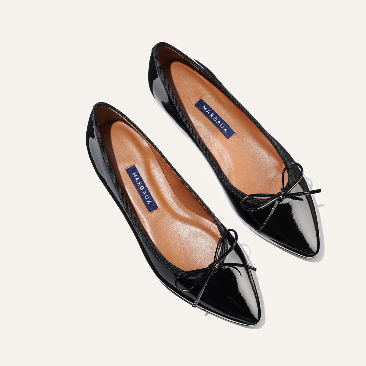 Black patent 2025 leather flats pointed