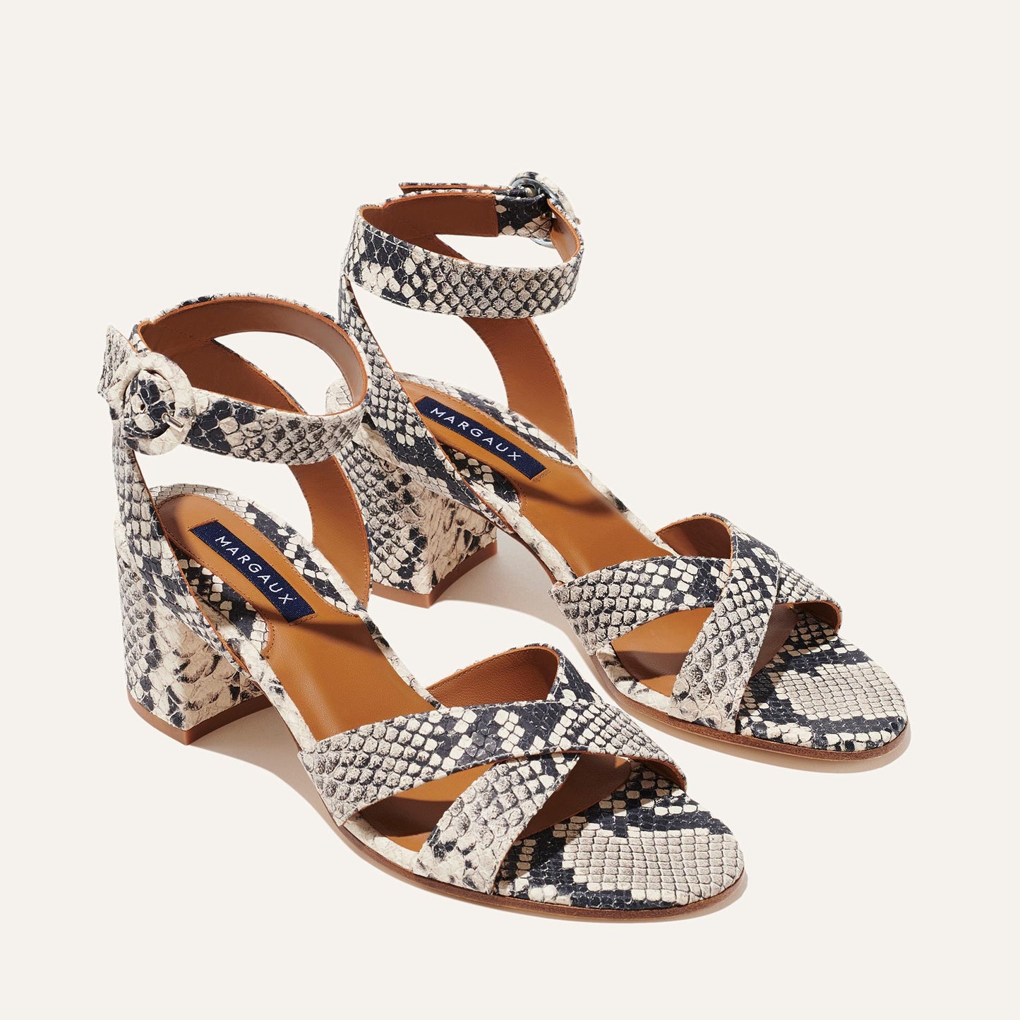 The City Sandal - Natural Python Embossed
