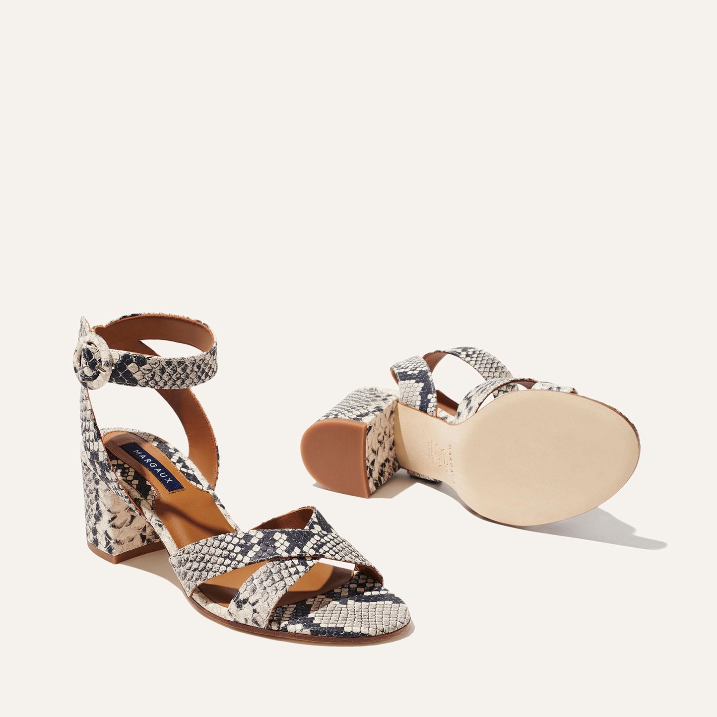 The City Sandal - Natural Python Embossed