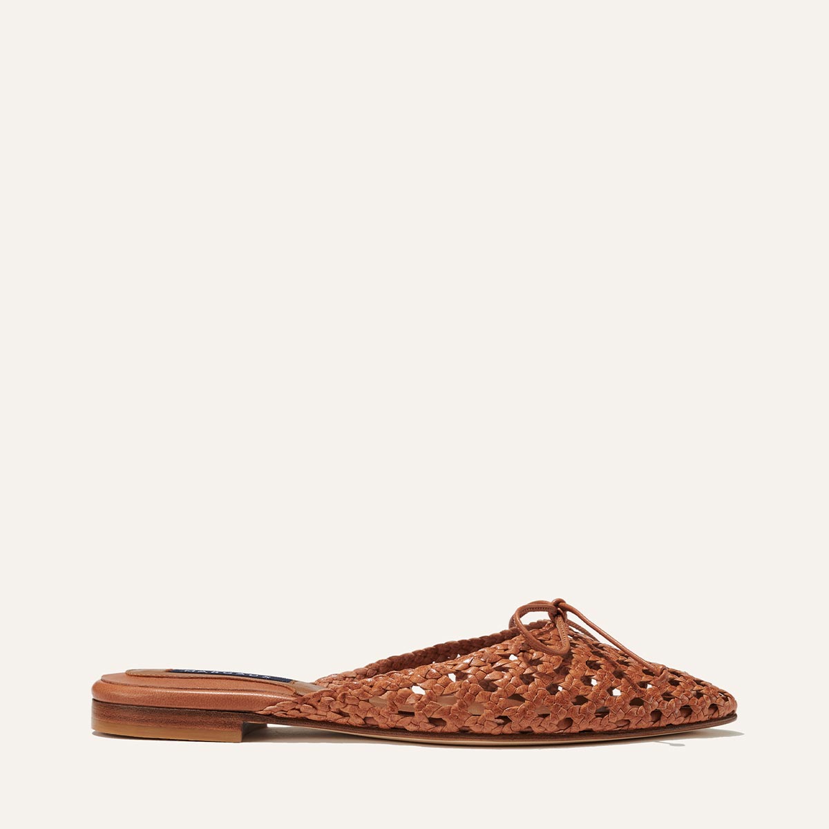The Woven Ballet Mule - Saddle Leather