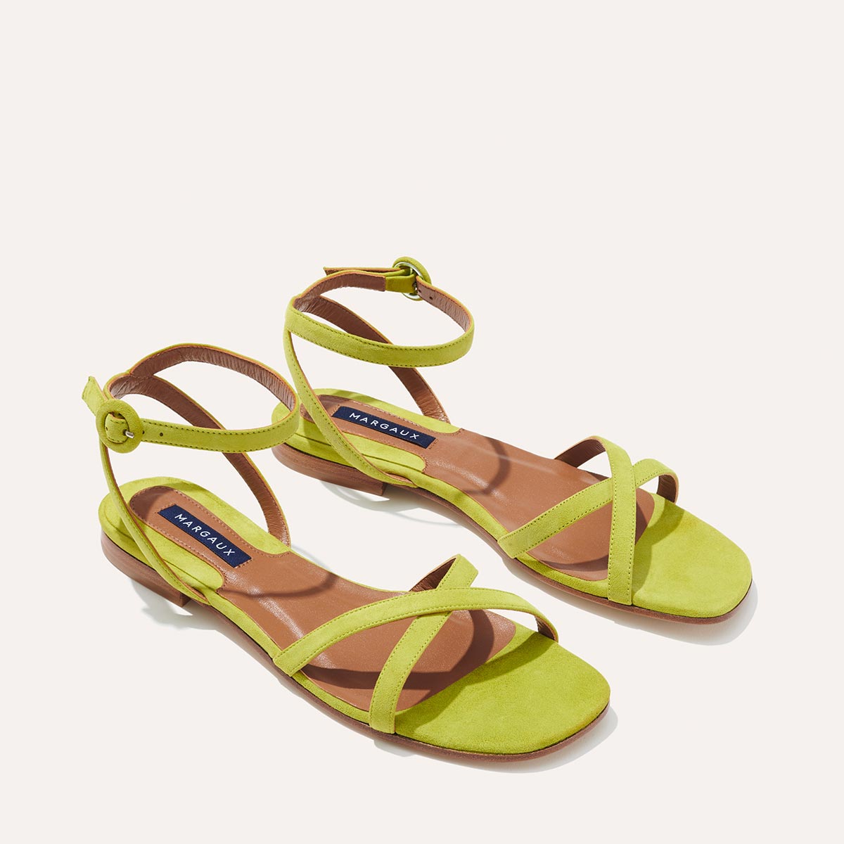 The Flat Sandal - Chartreuse Suede