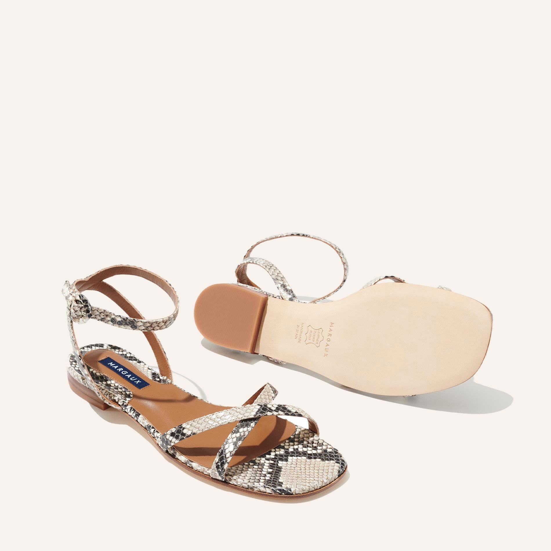 The Flat Sandal - Natural Python Embossed – Margaux