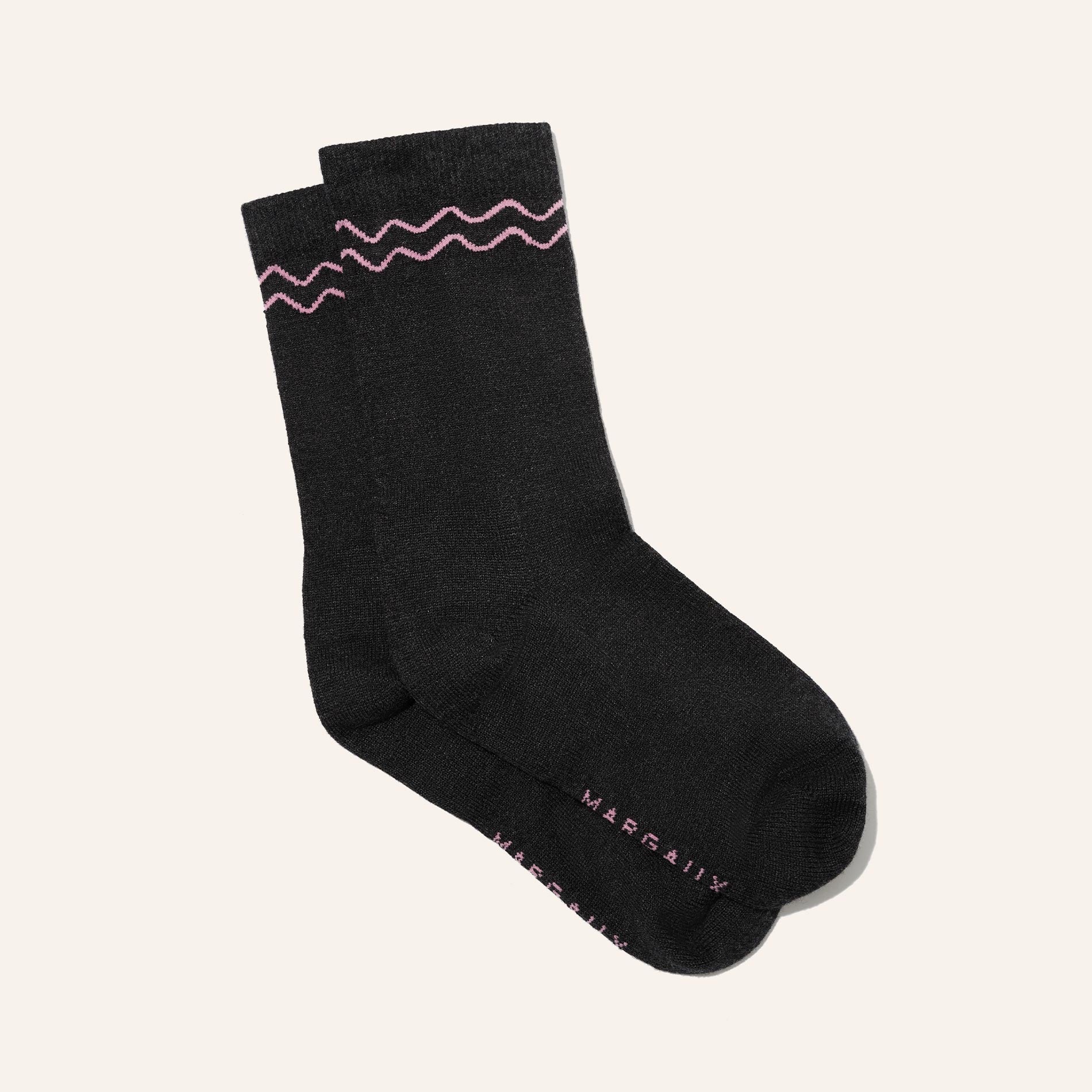 Margaux's Crew Sock in a charcoal grey cashmere-cotton blend, made for wear with boots